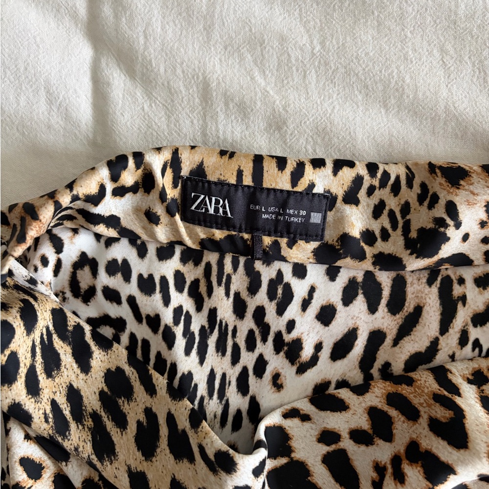 Zara Leopard Print Midi Skirt - Tan & Black - Picture 2 of 3